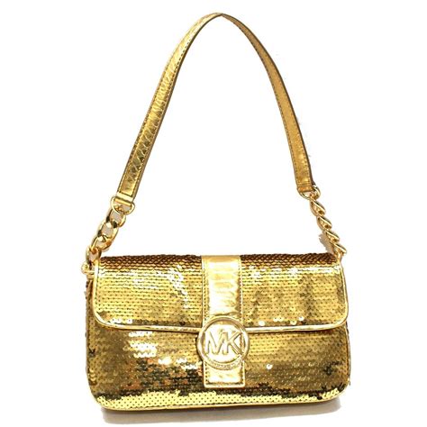 Flap bag, Sequins & gold